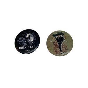 Set of 2 Bruce Lee Pinback Buttons "The Dragon" 1.75" Diameter